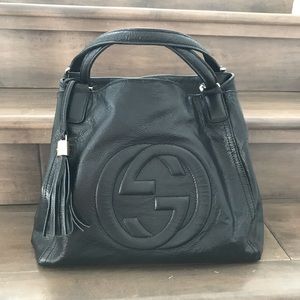 🔥 Gucci Black Soho Pebbled Leather Tote Purse 🔥